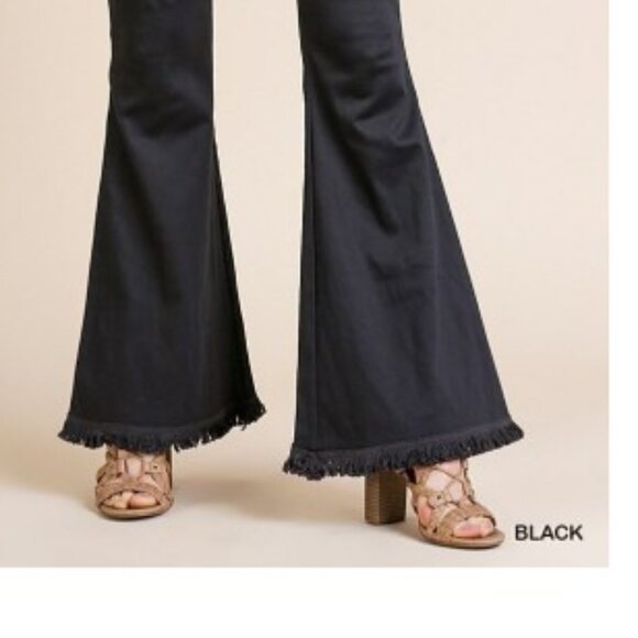 Umgee Boho Pull On Black Fit & Flare Leg Jegging‎ Pants Size Small S - Picture 7 of 13